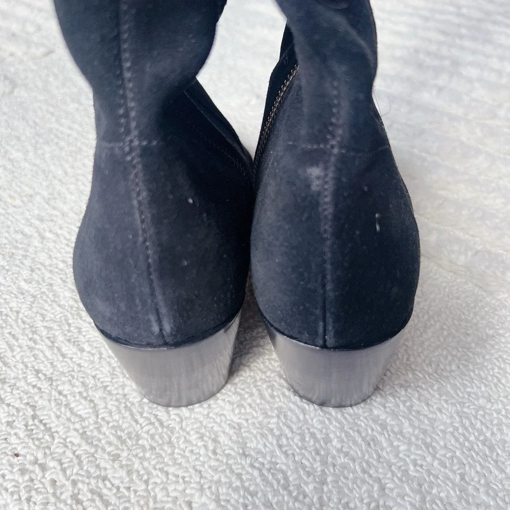 Michael Kors Harlow OTK Over The Knee Boots Black Suede Cuban Heel Side Zip US 8